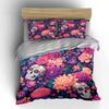 Colorful Skull Floral Decor Set Multiple Sizes Kid's and Adults' Bedroom Exquisite 3PC Bedding Set Gift