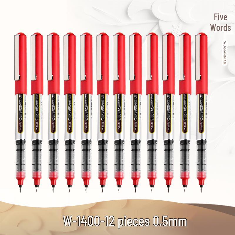 Five Thousand Years 0.7mm Red Ballpoint & 0.5mm Gel Click Pen for Homework Grading