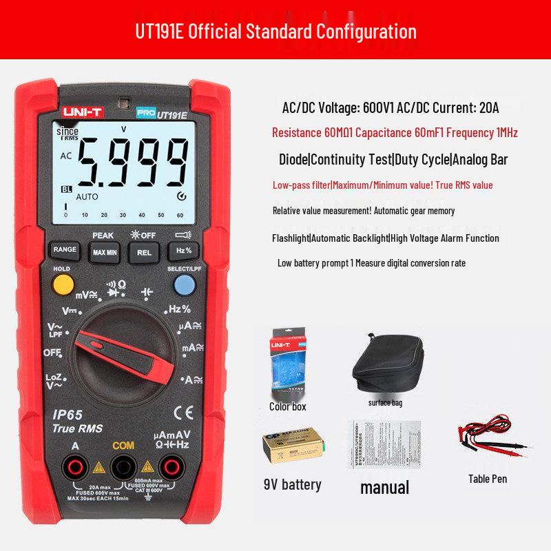 UNI-T UT191T High-Precision Digital Multimeter - Multifunctional, Auto-ranging, Anti-burn Electrician's Tool with Digital Display