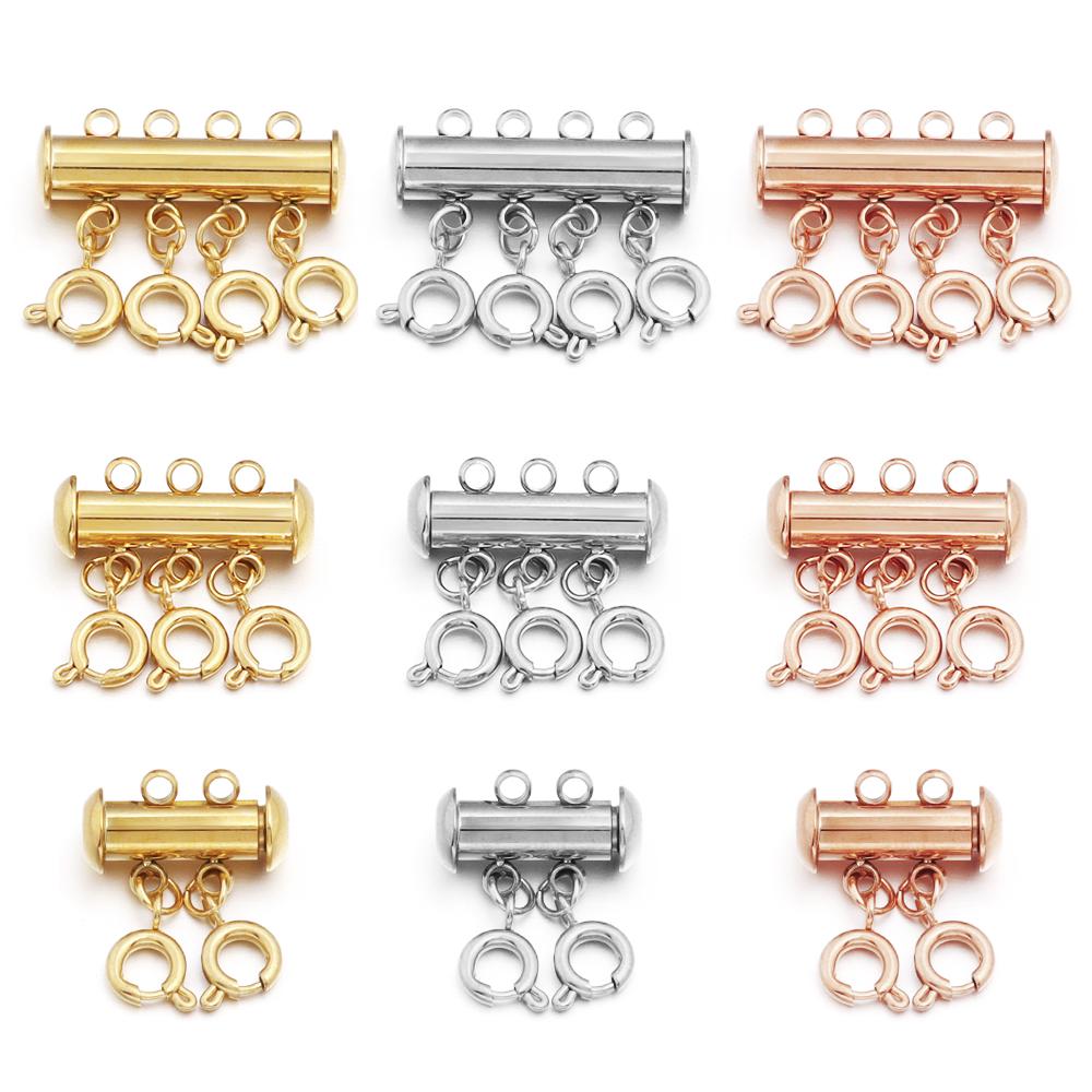 Stainless Steel Spring Buckle Multiple Multi Chain Lobster Clasps Separator Hook Connectors For DIY Jewelry Making Accessories