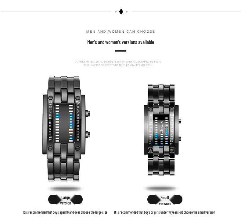 Koreanische Trendige LED Iron Man Dual-Line Binäre Mode Paar Studentenuhr