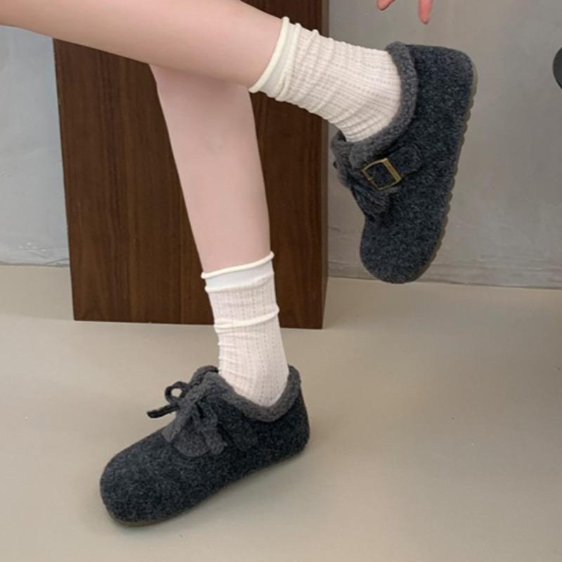 Fashion Bow Women Flats Loafers Shoes 2025 Winter Comfortable Fad Buckle Shoes New Casual Sneakers Elegant Classical Zapatillas De Mujer