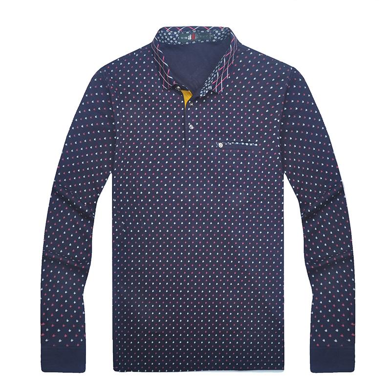 

Мужская рубашка поло с длинными рукавами и весом до 180 кг, свободная повседневная рубашка с отворотом для полных людей среднего возраста L синий