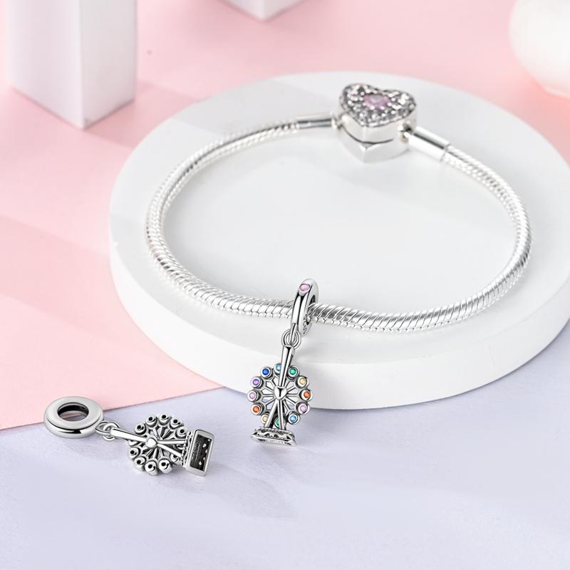 Charms Plata Colorful Rotating Ferris Wheel Pendants Fit Original Bracelets Charms For Women Jewelry Diy Making Gifts