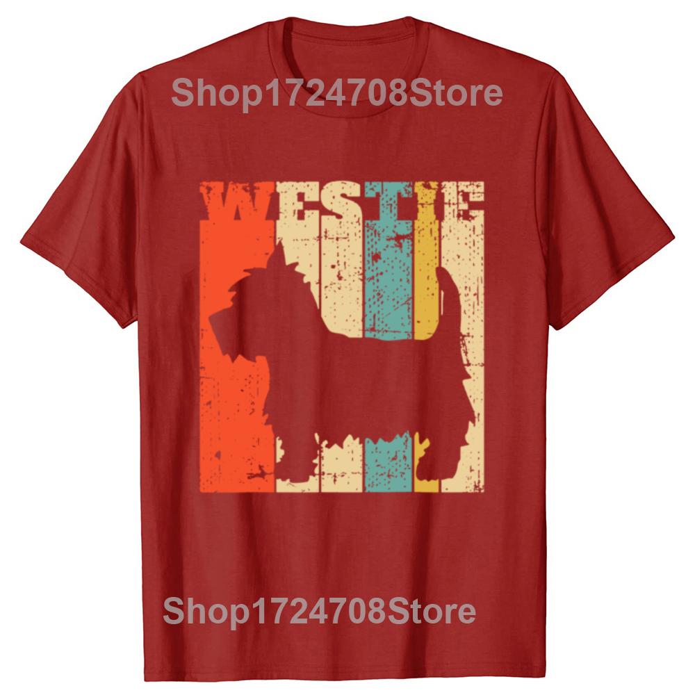 West Highland Terrier Westie Retro Vintage T Shirts Streetwear Short Sleeve Birthday Gifts Summer Style T-shirt Mens Clothing