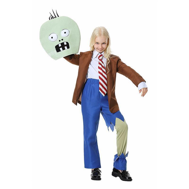 Halloween Zombie Costume Kids Girls Boys Plant Zombies Inspired Cosplay Outfit Stage Performance Set
