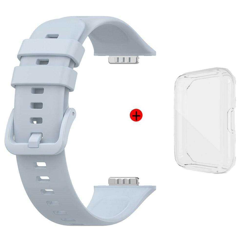 For Huawei Watch Fit 2 Silicone Strap+Case Watchband With Same Color Buckle Wristband and Transparent Watch Shell