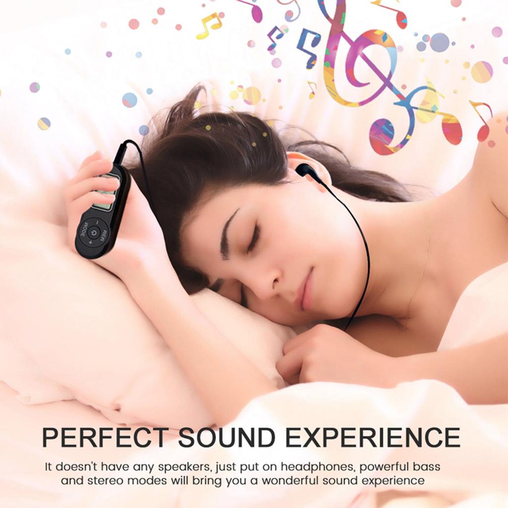 Portable FM Radio LCD Display Mini Pocket Radio Transistor with Earphones