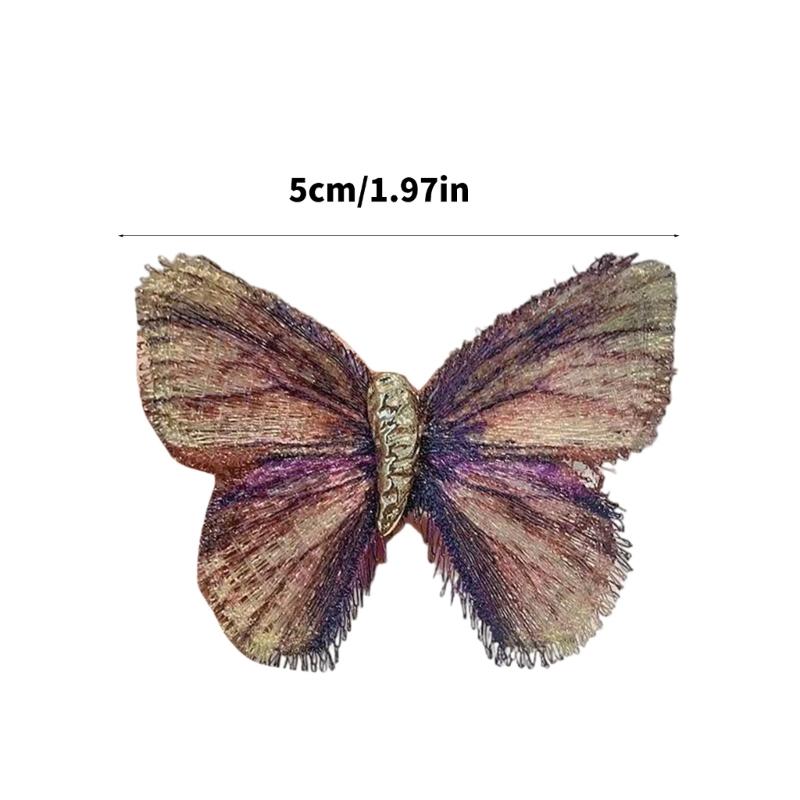Vintage Embroidered Butterfly Brooch Corsage for Women Enamel Insect Jewelry Dress Accessories Scarf Clothes Decoration