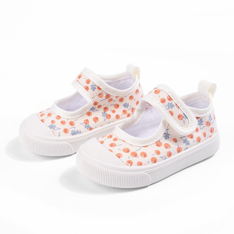 Spring Stylish Printed Soft Sole Velcro Square Toe Baby Girls' Shoes