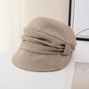 Autumn and winter gray woolen cap women's pleated stacked versatile newsboy hat spot