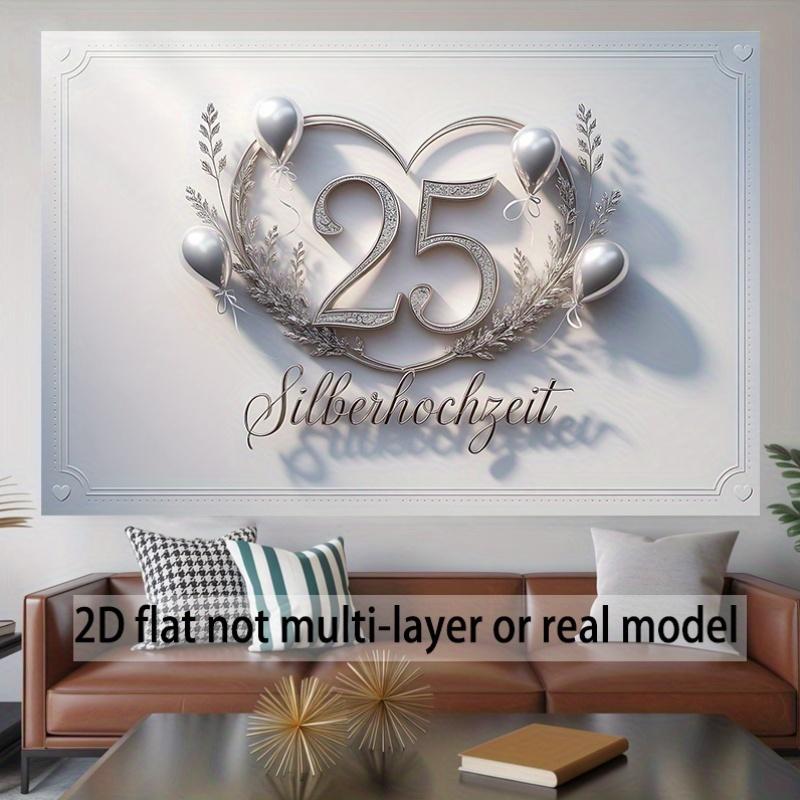 2D flat banner banner 1 piece silver wedding backdrop decoration photo polyester prop DJH