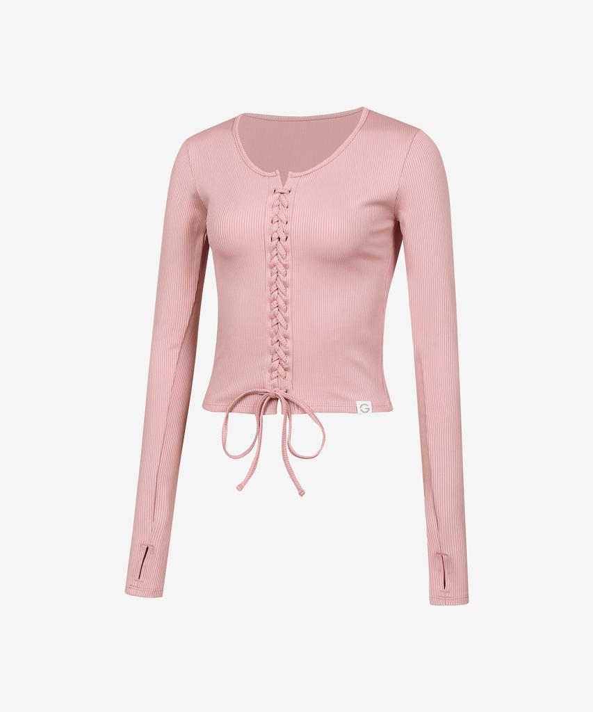 GRANDE LINE El-Touch Rib Corset Crop Long Sleeve_5 Colors