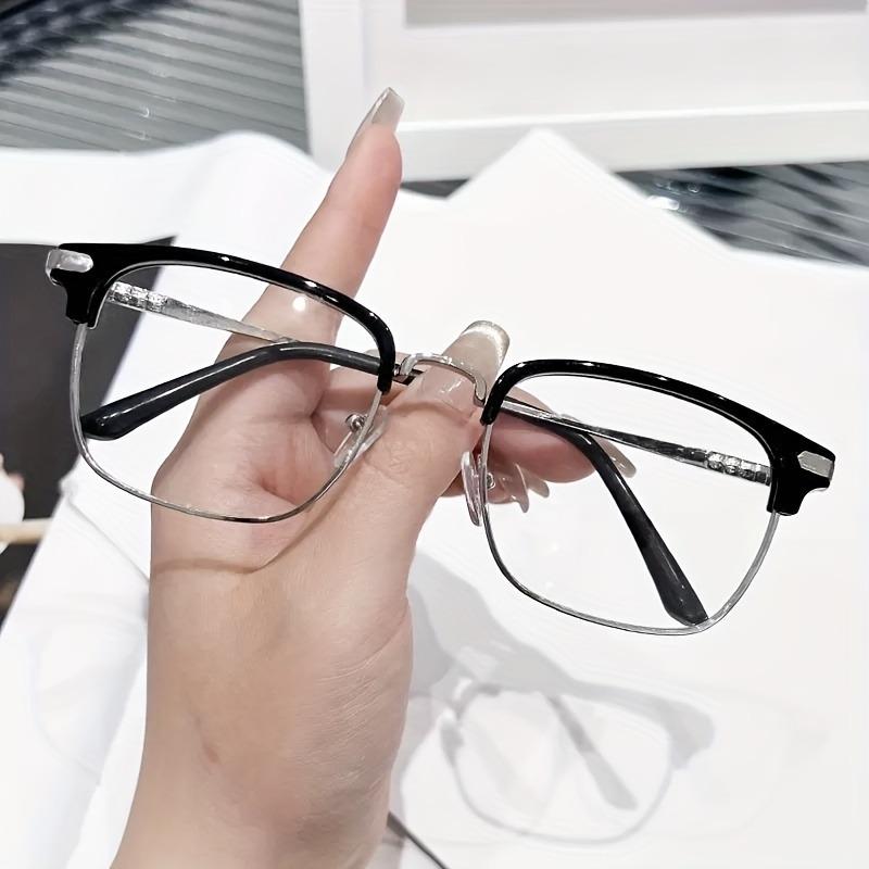 Trendy Square Anti-Blue Light Glasses for Women Half-Rim Design Perfect for Screen Use While Driving
