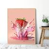Strawberry Fruit Poster Abstract Red Strawberries Juice Canvas Painting Wall Art for Kitchen Orchard Living Room Home Decor