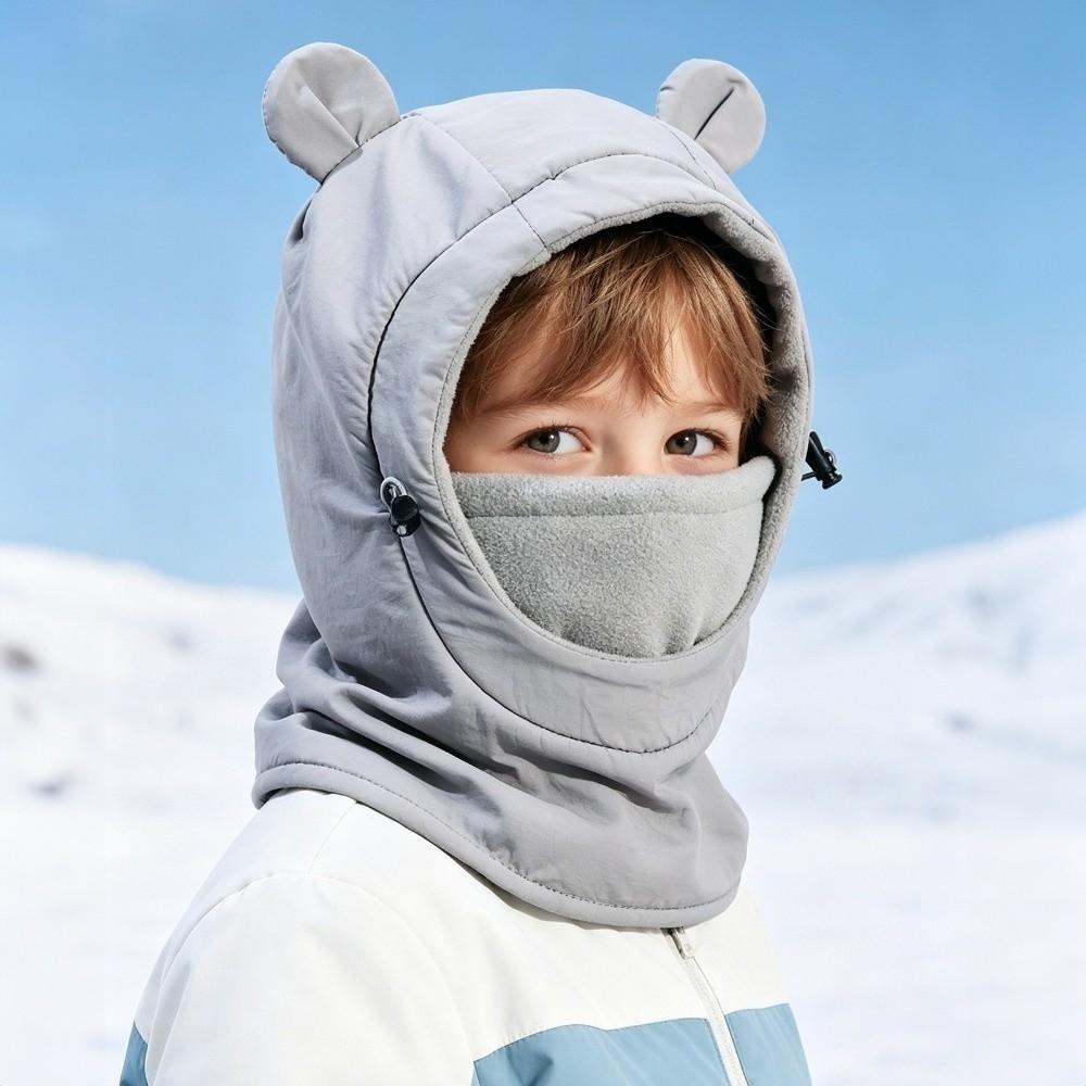 Fleece Lined One-piece Hat Scarf Windproof Children's Hats Cute Winter Hood Hat