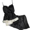 Women's Summer Ice Silk Sling Pajama Set with Chest Pad - Sexy Petal Vest & Shorts