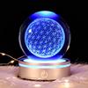 3D Luxury Flower of Life Crystal Ball with LED Colorful Lighting and Touch Chakra Purification Healing Flower Globe for Spiritual Flower Exploring