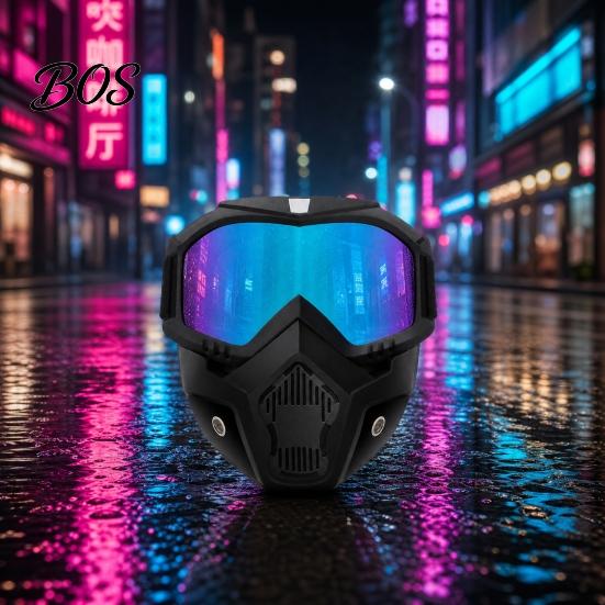 Metal Fabrication Eye Protection Full Face Goggle Mask, Detachable Cycling Goggles Mask with Anti-Fog HD Lens Protective Eyewear Lens, Large