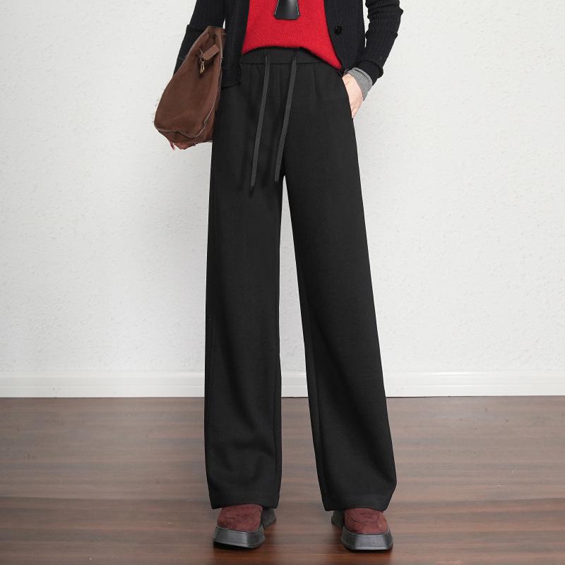 Brand New Women's High-Waisted Wool Wide-Leg Pants: Stylish, Versatile, Slimming, and Casual.