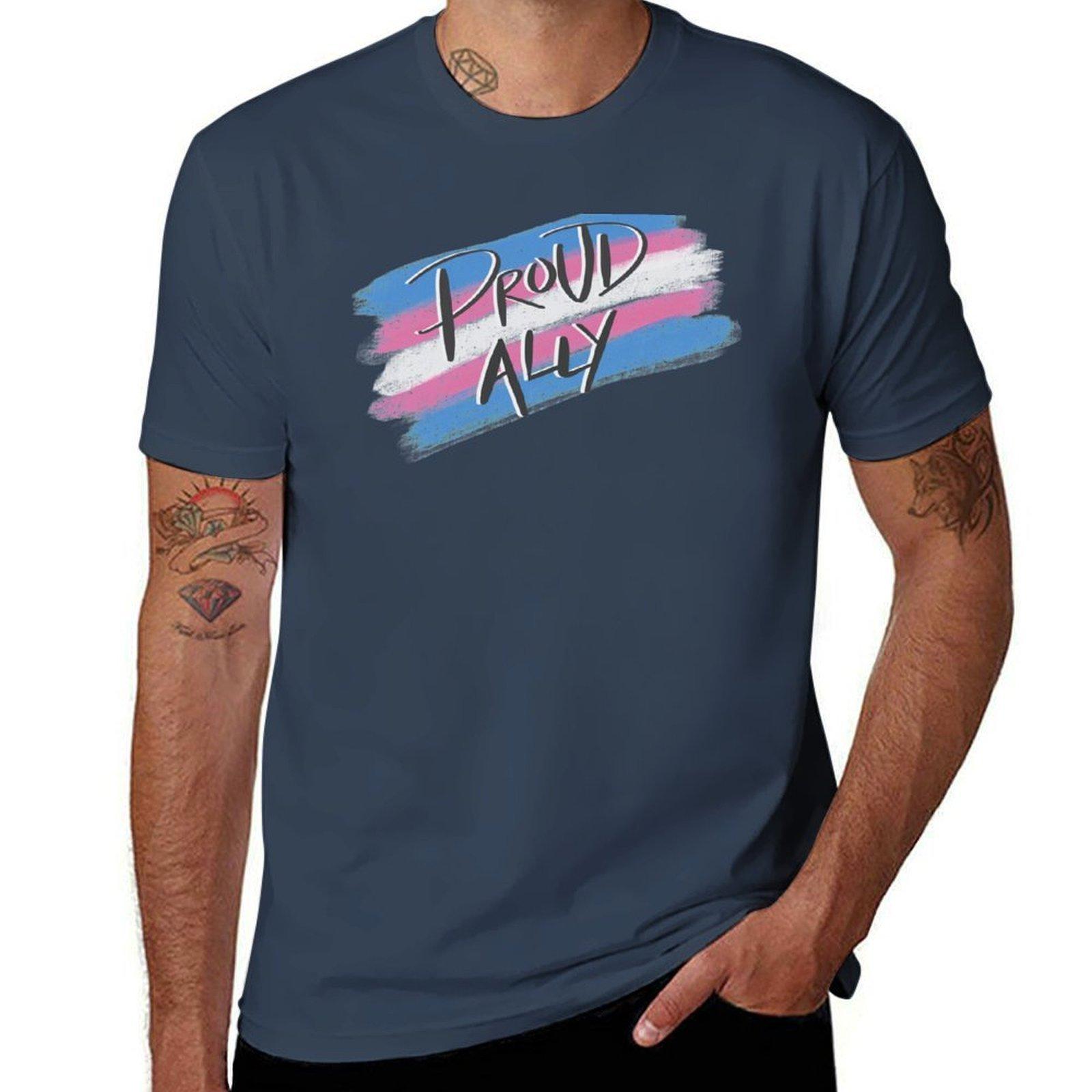 Proud Trans Ally Tshirt Street Style Casual Tee Shirt S