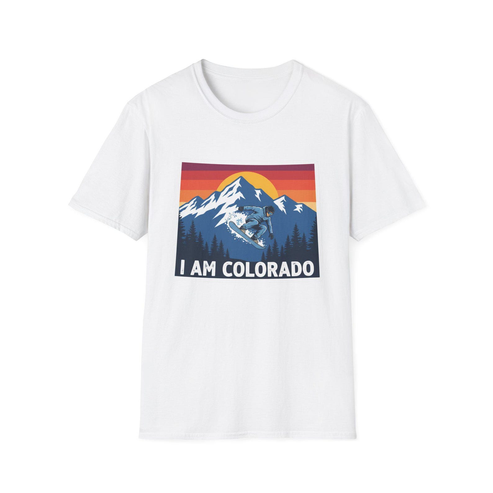 I Am Colorado mountain sunset graphic T-Shirt | Colorado state pride S