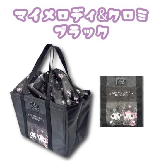 Hatayama Shoji Sanrio Shopping Dark My Melody x W33 x Product 33203262 Bag, Girly, & Kuromi, Black, Approx. H29.5 D21.5cm, Number