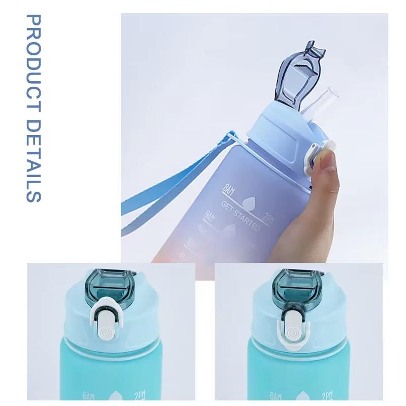 Sports Water Bottle 900ML Time Marker Leak Proof Motivational Cup Plastic Bottle for Outdoor Fitness Gym Running