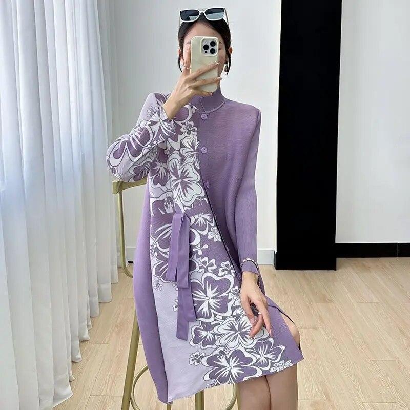 Dresses for Women In Autumn, New High-end Fashion Prints, Pleats, Loose Temperament, and Age Reducing Long Skirts