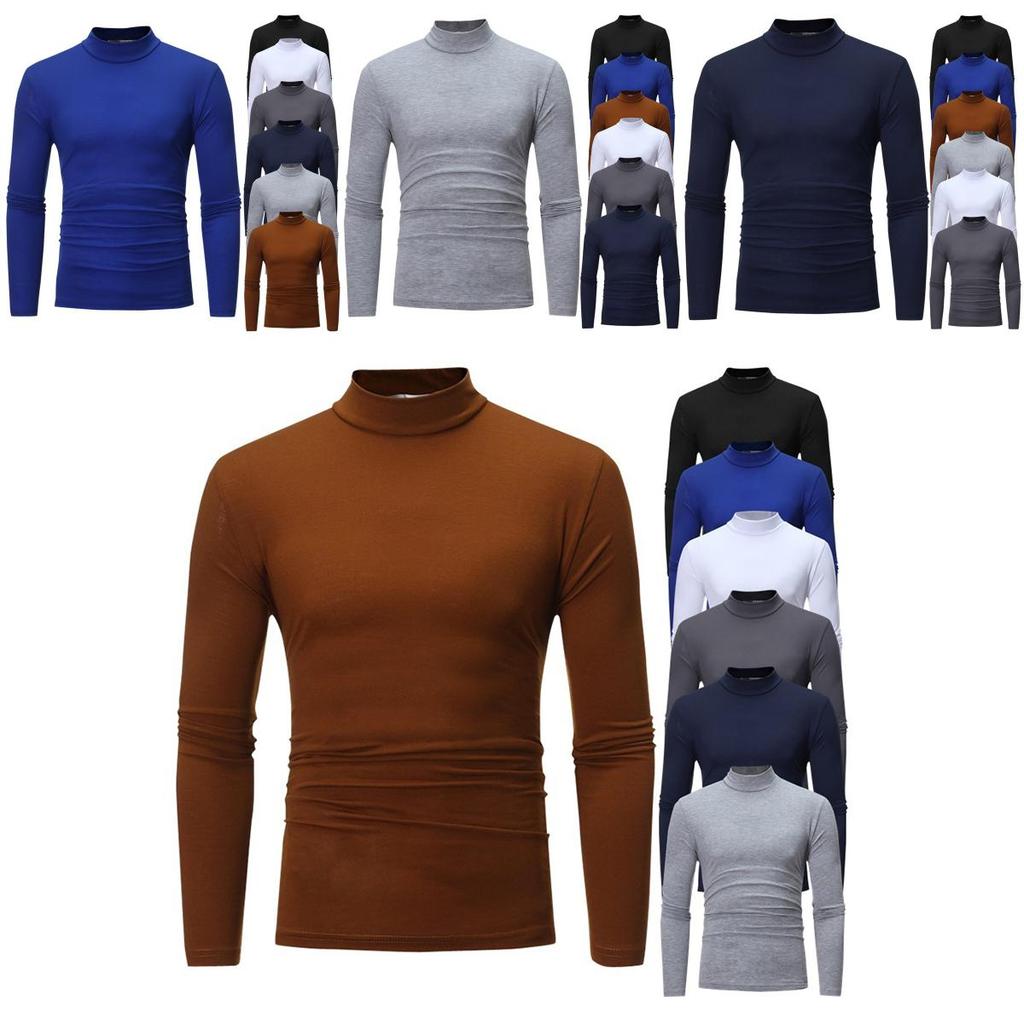 Men's Warm High Neck Solid Color Pullover Jumper Sweater For A Stylish Look
