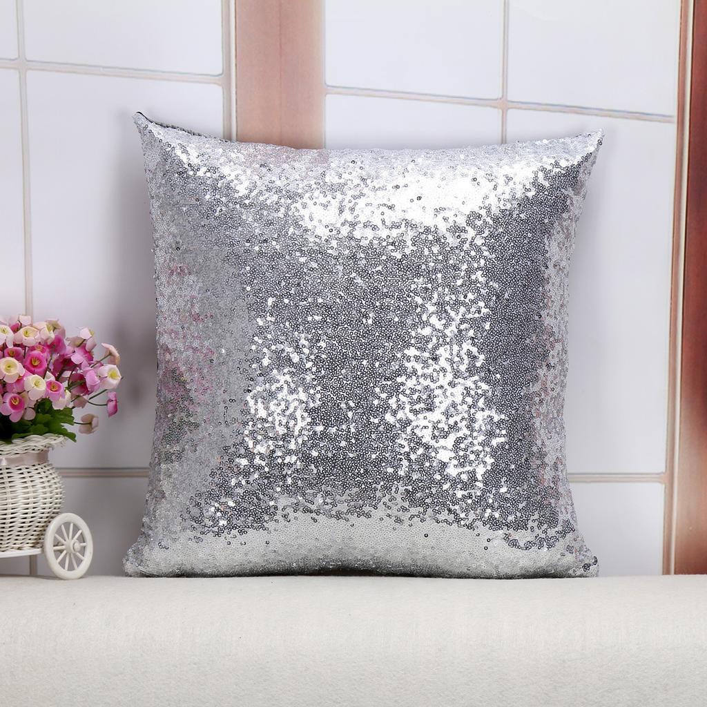 Sequin Pillow Covers Square Glitter Pillow Cases Decorative Sparkling Throw Pillow Covers Cushion Case for Sofa Bedroom Living Room Wedding Home Decor