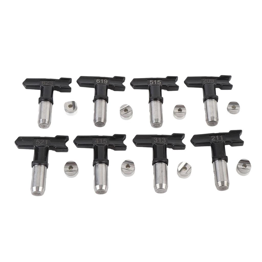 8 Set Airless Sprayer Spray Tip Set 209 211 313 415 515 521 619 623 Airless Sprayer Nozzle Black