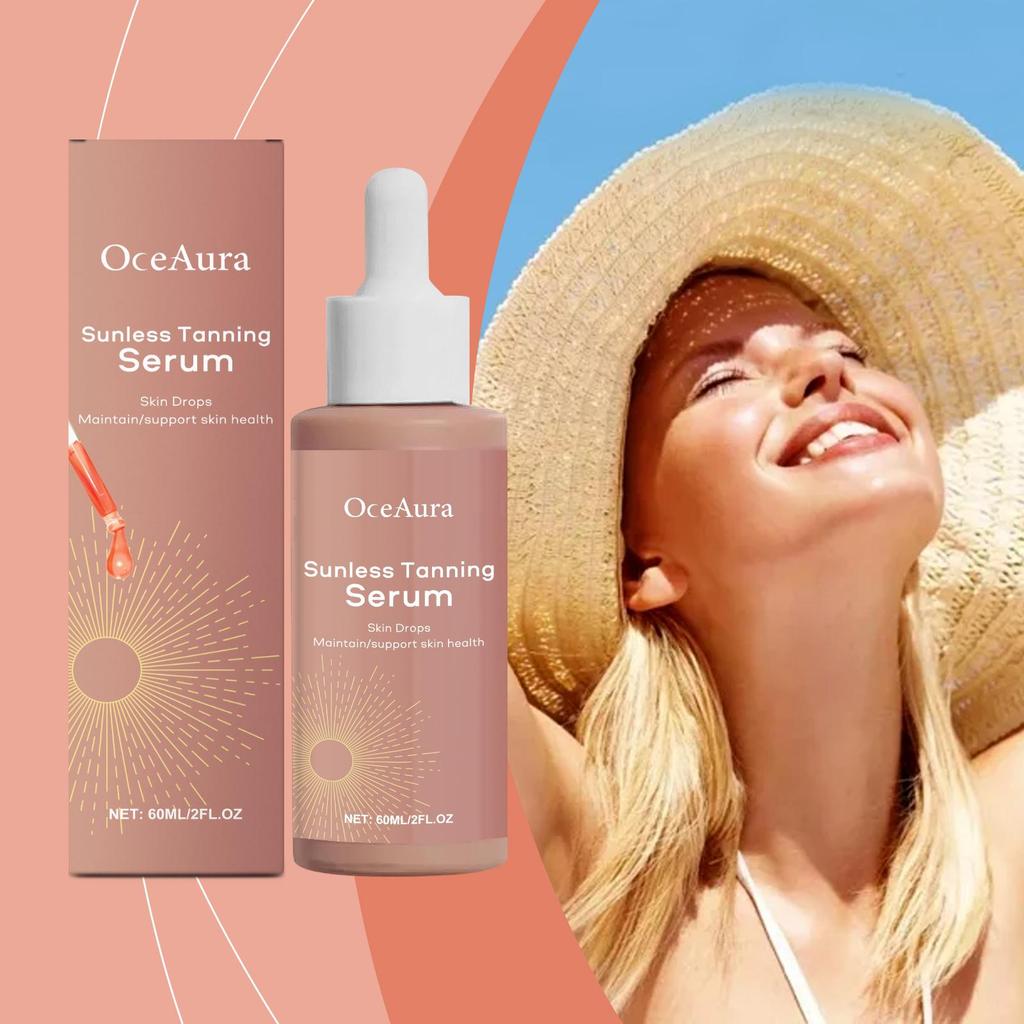 Siero OceAura Potenziatore Abbronzatura Naturale alle Erbe – Aiuto per l'Abbronzatura Estiva in Spiaggia per Tono di Pelle Dorato e Idratante per il Corpo