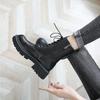 Brown Pu Leather Ankle Boots for Women 2026  Autumn Winter Short Plush Motorcycle Boots Woman Vintage Lace Up Zipper Shoes
