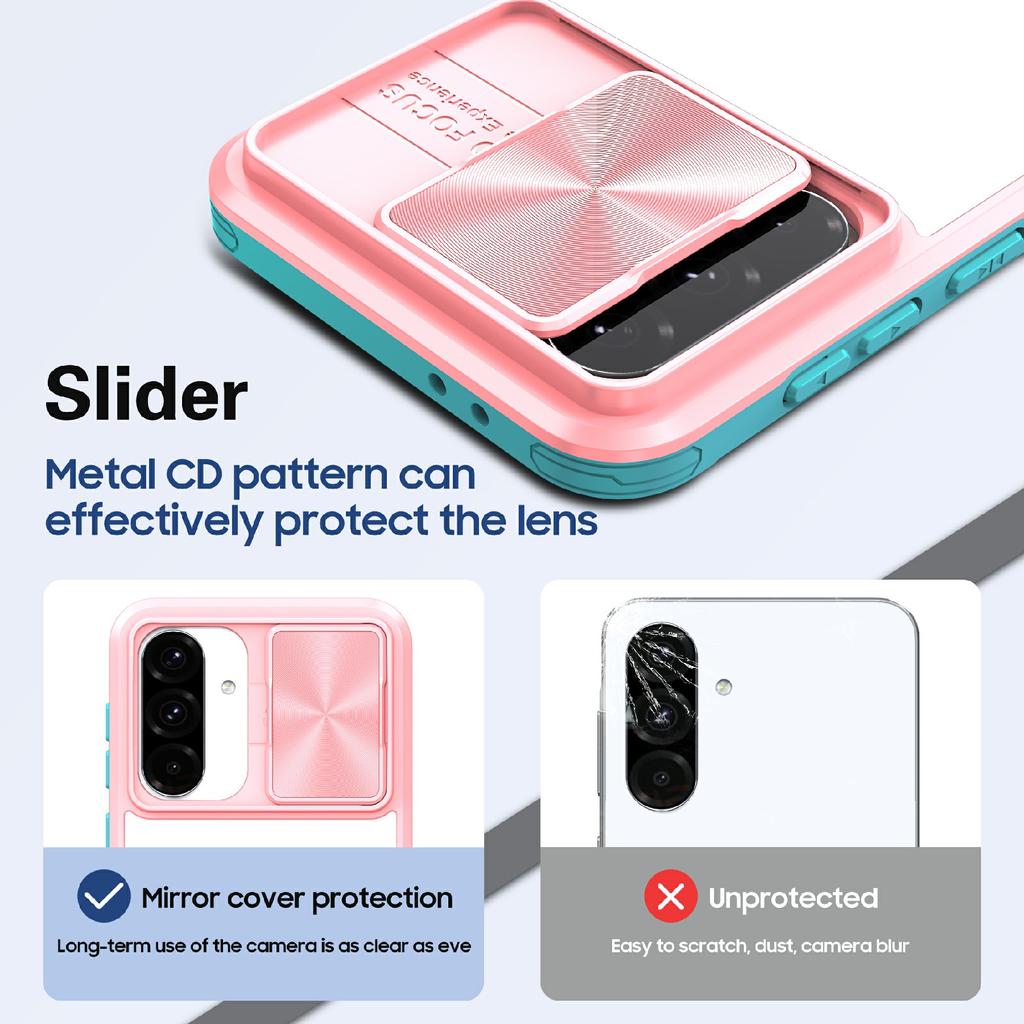 For Samsung Galaxy A36 5G Case TPU + PC Clear Phone Cover with CD-Veins Camera Lens Sliding Lid