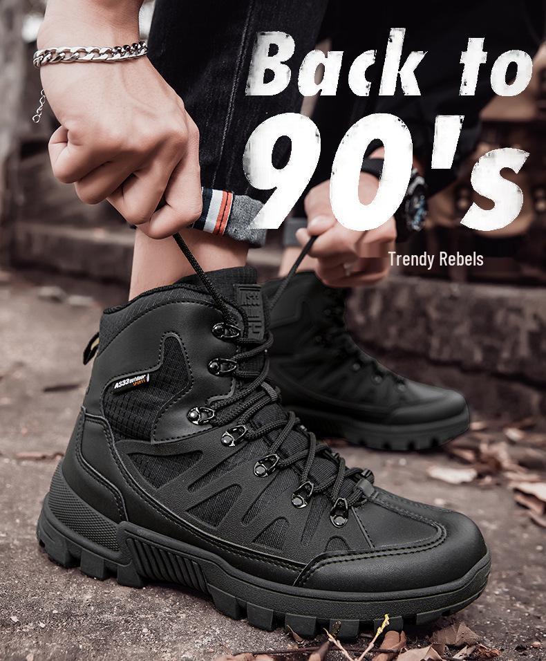 Men's Black Anti-slip Wear-resistant Tactical Hiking and Camping Boots