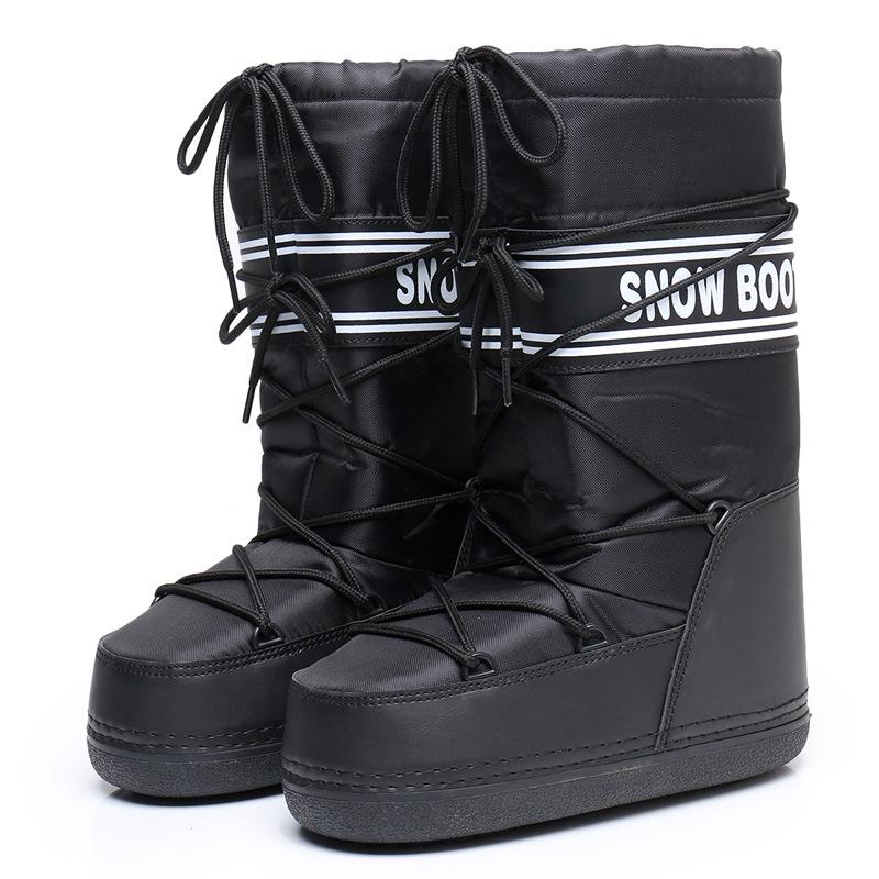 Y025 Trendy 2025 Winter Skiing Space Boots: Stylish Round Toe, Mid-Calf Women's Snow Boots, Thickened Moon Shoes.