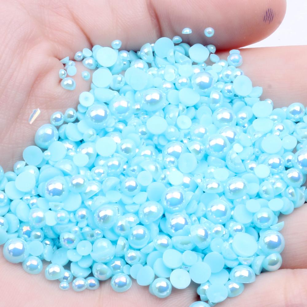 Resin Half Round Flatback Beads 2-6mm Mix Size Glue on Loose Rhinestones for Clothes Dresses DIY Crafts Scrapbook Decoration
