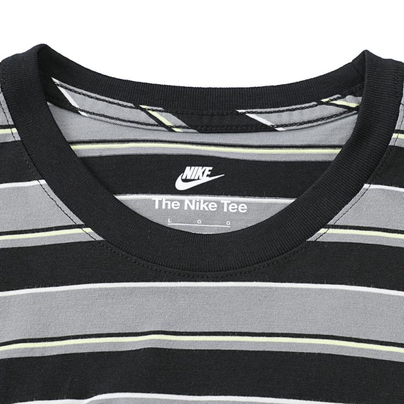 Nike Breathable Comfortable Outdoor Striped Sports Short Sleeve T-Shirt Men Tops Black Gray HJ0551-010