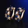 Ohrringe für Damen Schmuck 14K Gold Plated Pendientes Mode Runder Kreis Mosaik Klare Zirkonia Zirkon Stecker DIY Ohrring Schmuck
