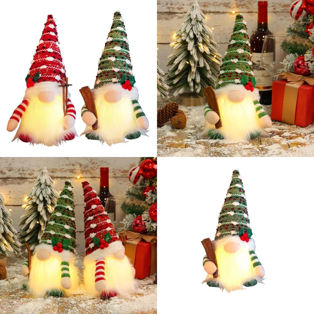 Rudolph Christmas Light Up Sled Plush Toy With Long Beard For Holiday Decor