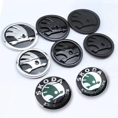 2Pcs 80mm 90mm Car Head Front Rear Boot Trunk Emblem Sticker for Octavia 2 3 A5 A7 Kodiaq Fabia Rapid 3 Karoq Superb VRS