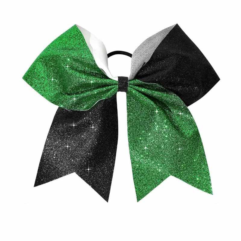 Children s Glitter Swallowtail Bow Hair Tie - Pure Color Green & Black чёрный/зелёный