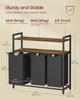 VASAGLE Laundry Hamper, Laundry Basket with 3 Pull-Out and Removable Bags, 2 Shelves, 10.5 Gallons (40 L) Capacity Per Bag, Rustic Brown and Black U