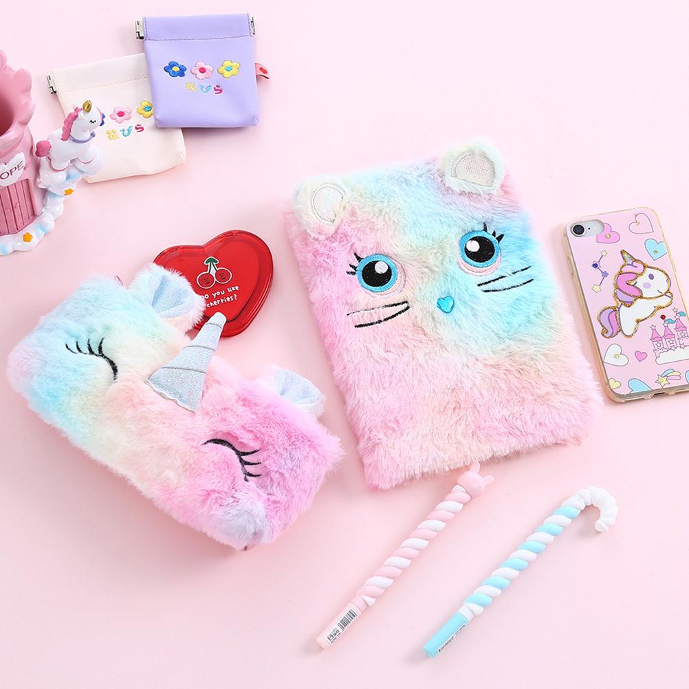 Fluffy Plush Cartoon Notebook Cute Diary Book Notepad Travel Journal Book for Students