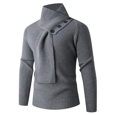 Men's Knit Sweater Neck Gaiter with Buttons, Loose Style for Autumn/Winter