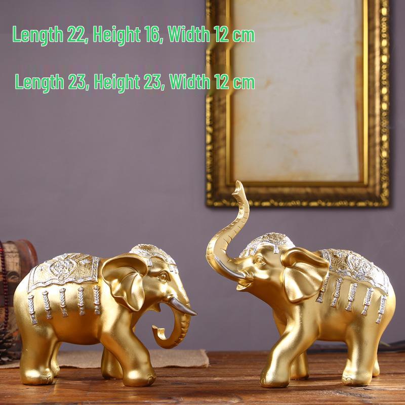 Thai-Style Lucky Elephant Ceramic Ornament for Home or Office Decor