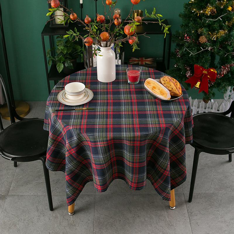 Round Christmas Tablecloth- Red Buffalo Plaid Christmas Table Cloth,  Xmas Tablecloths For Dining Table, Party, Kitchen Decor