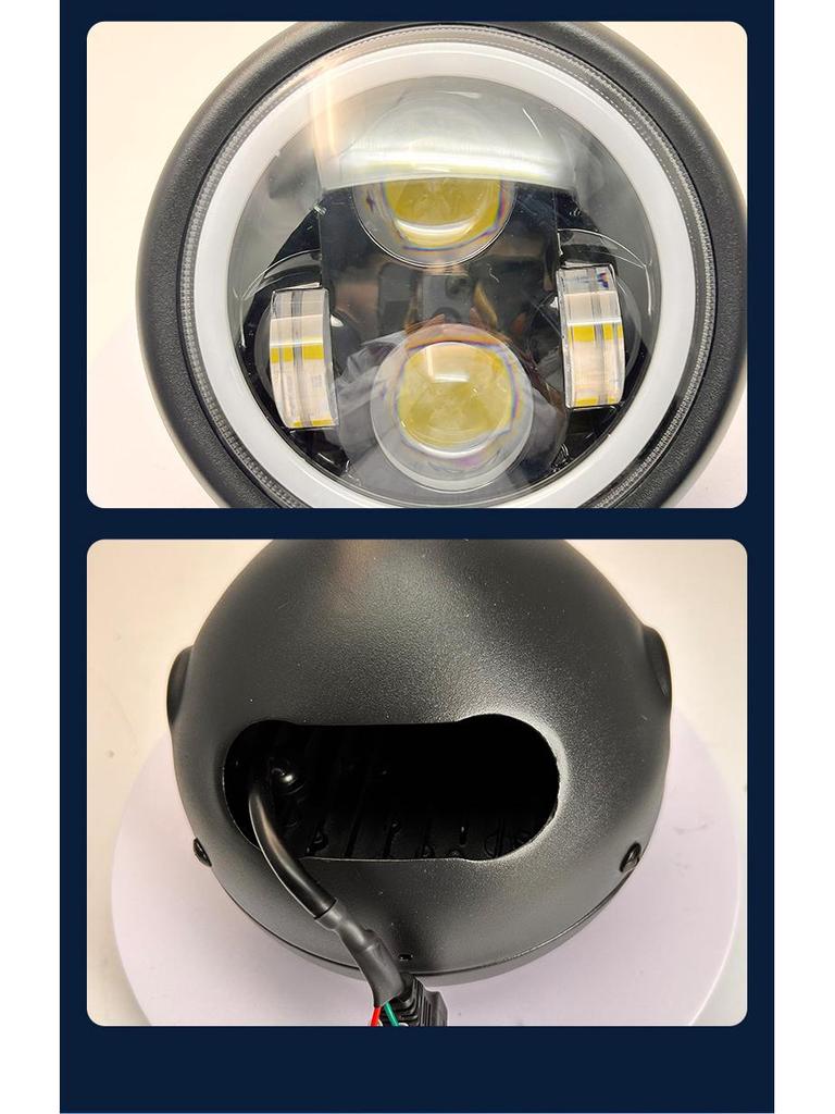 Motorcycle LED Headlight: 4-Bead Full Circle, High Brightness, Waterproof, Improved Heat Dissipation.