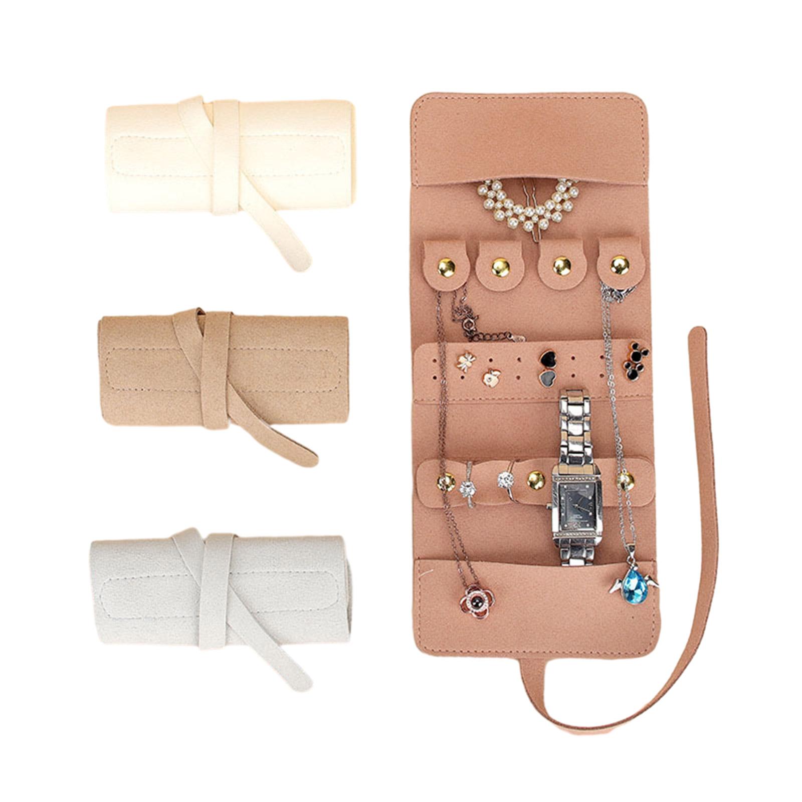 

Compact Jewelry Organizer Bag Travel Jewelry Bag Organizer Portable Journey Adornment Storage Roll Pouch Storage Bags синій